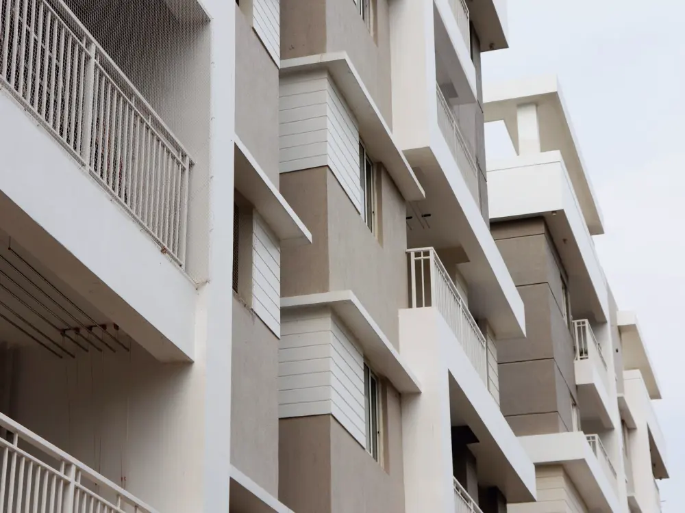 White apartment building with balconies