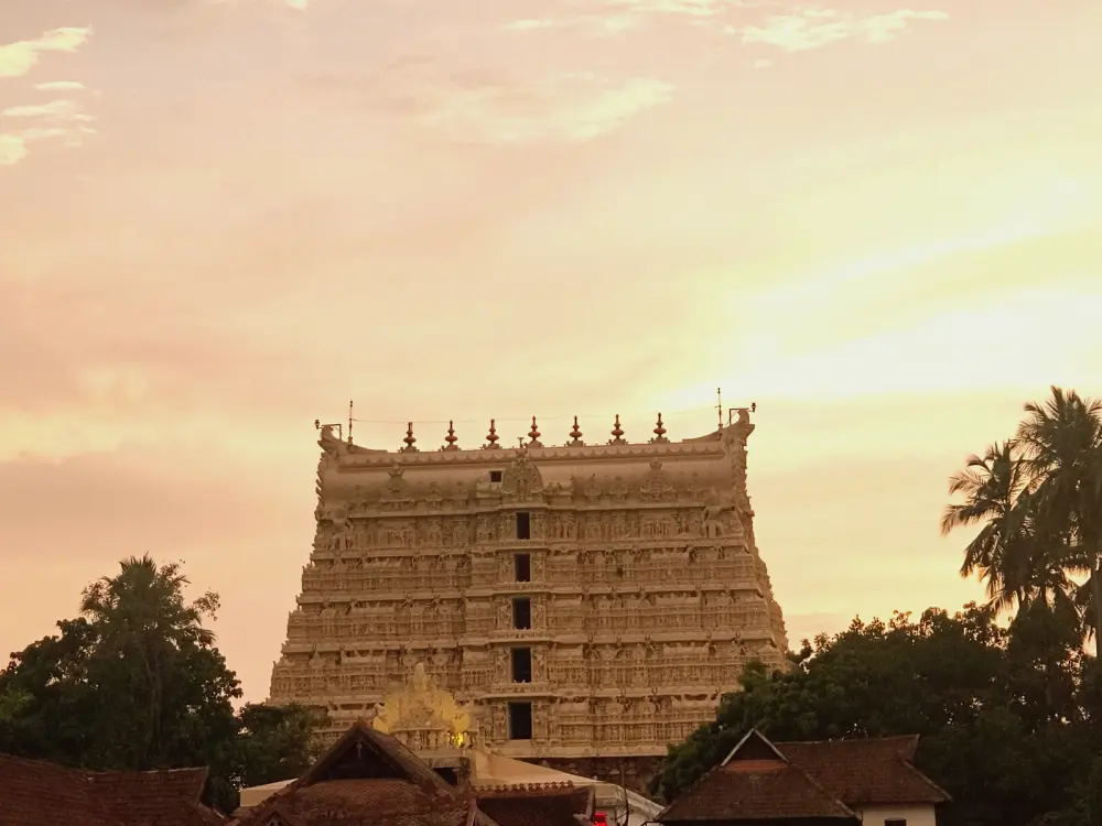 Padmanabhaswamy Temple in Thiruvananthapuram at sunset